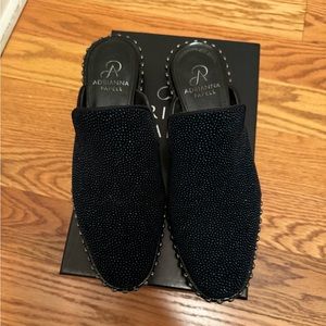 Adriana Papell Mona Mule-Blue/Black rhinestone